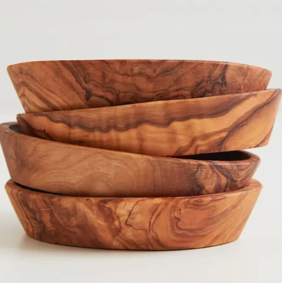 Italian Olive Wood Aperitivo Bowls - Set of 4