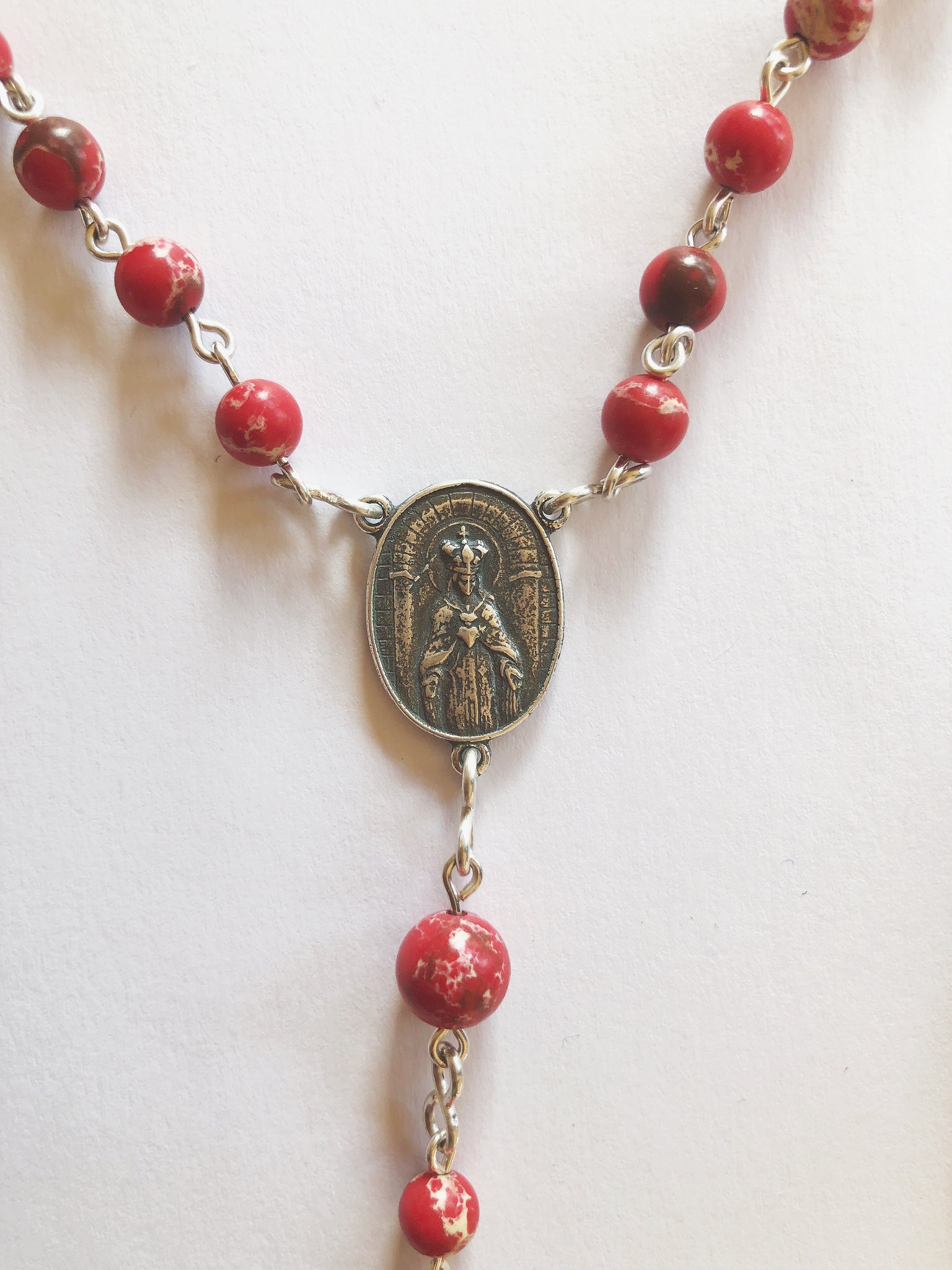 Sacred Heart Sterling Silver Rosary